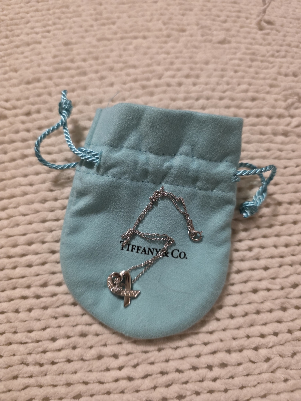Tiffany & Co. White Gold Diamonds Loving Heart Necklace